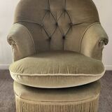 70s toad armchair in green velvet