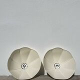 Paire de suspensions fleurs en tissu beige