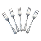 5 silver cake forks from the mid-20th century