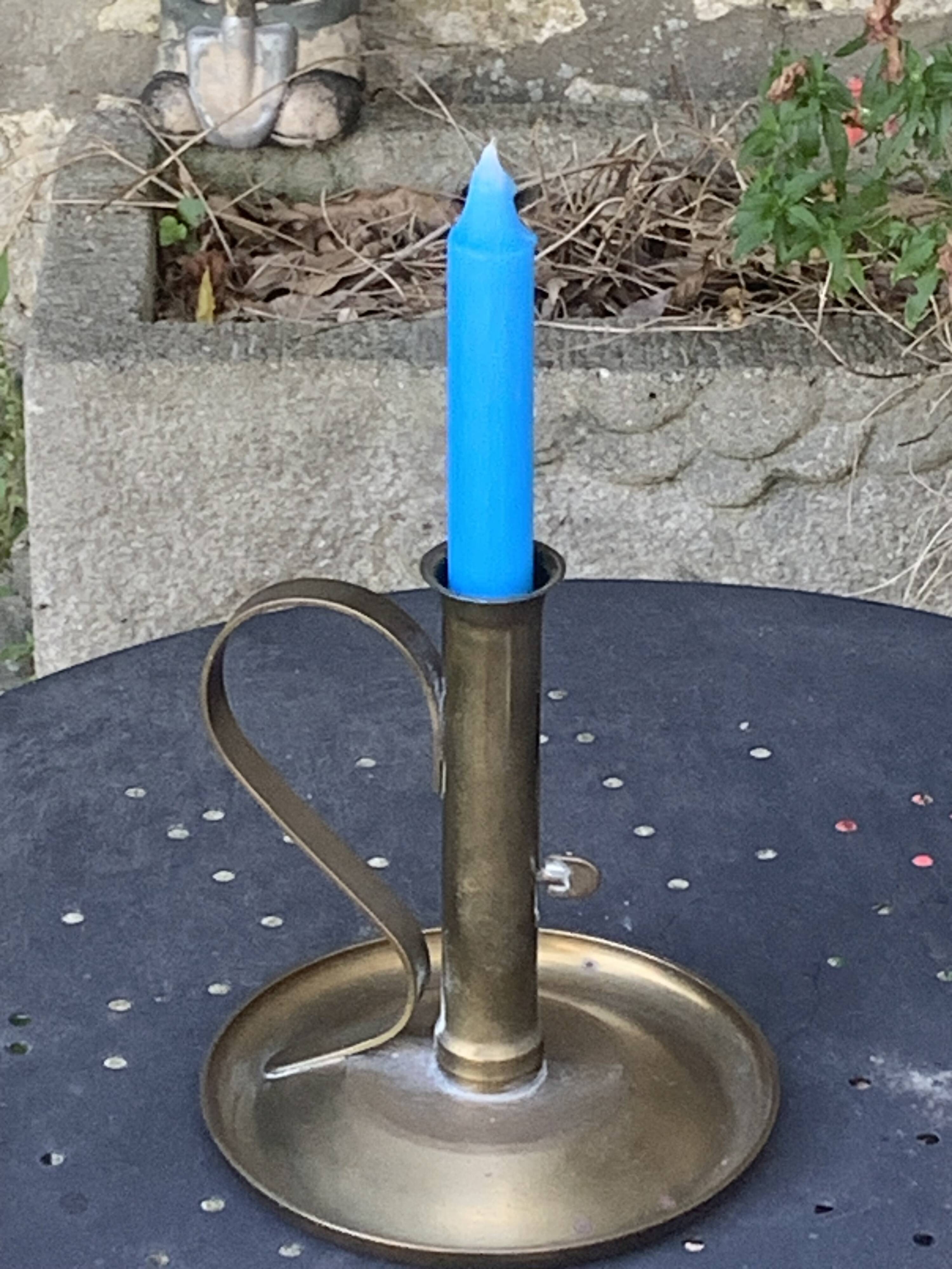 Candlestick, thumbtack, cellar rat, brass, copper, old, collector