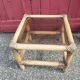Small coffee or bedside table in rattan and vintage smoked glass