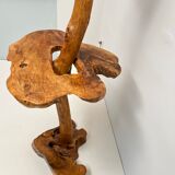 Vintage brutalist style wooden floor lamp