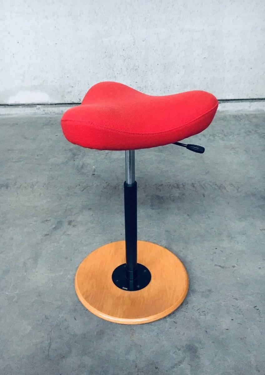 Scandinavian Ergonomic Design Writing Desk and Stool from Stokke, 1980s, Set of 3
