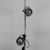 Vintage adjustable floor lamp, matte white lacquered metal and chrome, France 1970.