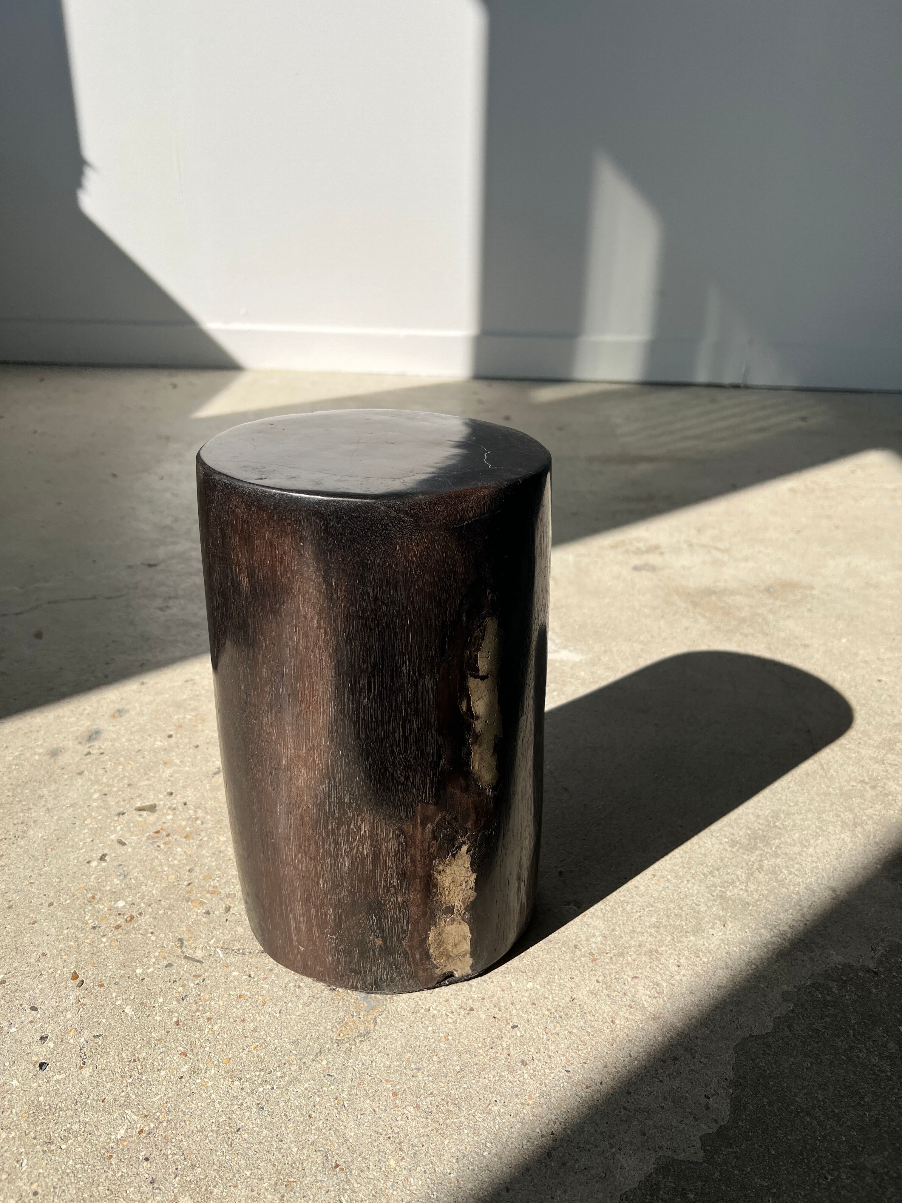Side table in black petrified wood h:28,5cm d:17cm