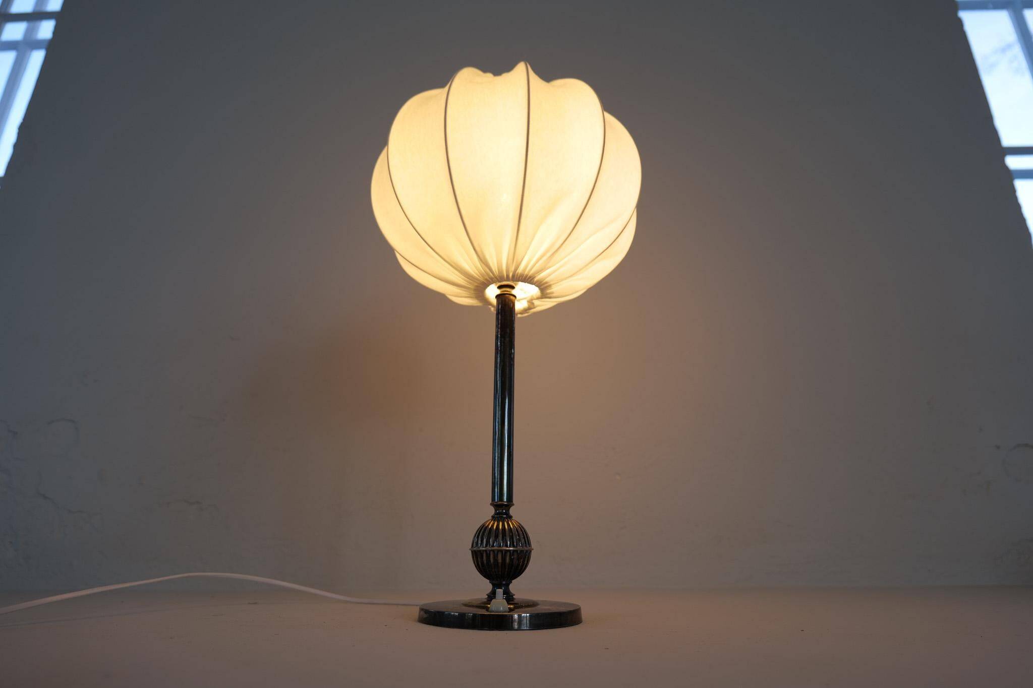Art Deco table lamp in silver plate, 1930s Sweden
