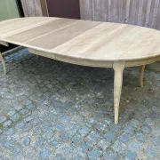 Louis XV oval extendable dining table stripped in solid oak 260cm 1970