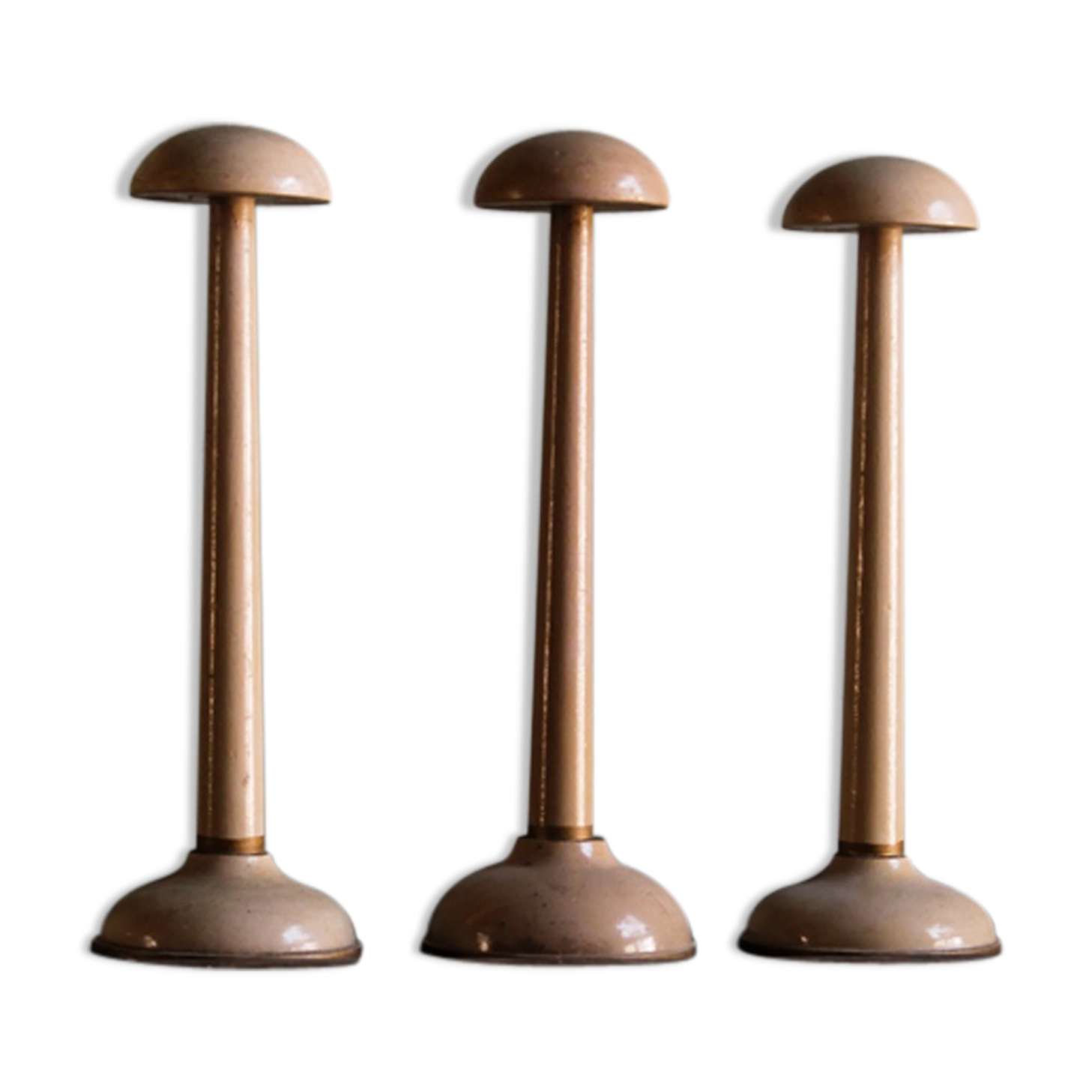 3 wooden hats turned, art deco