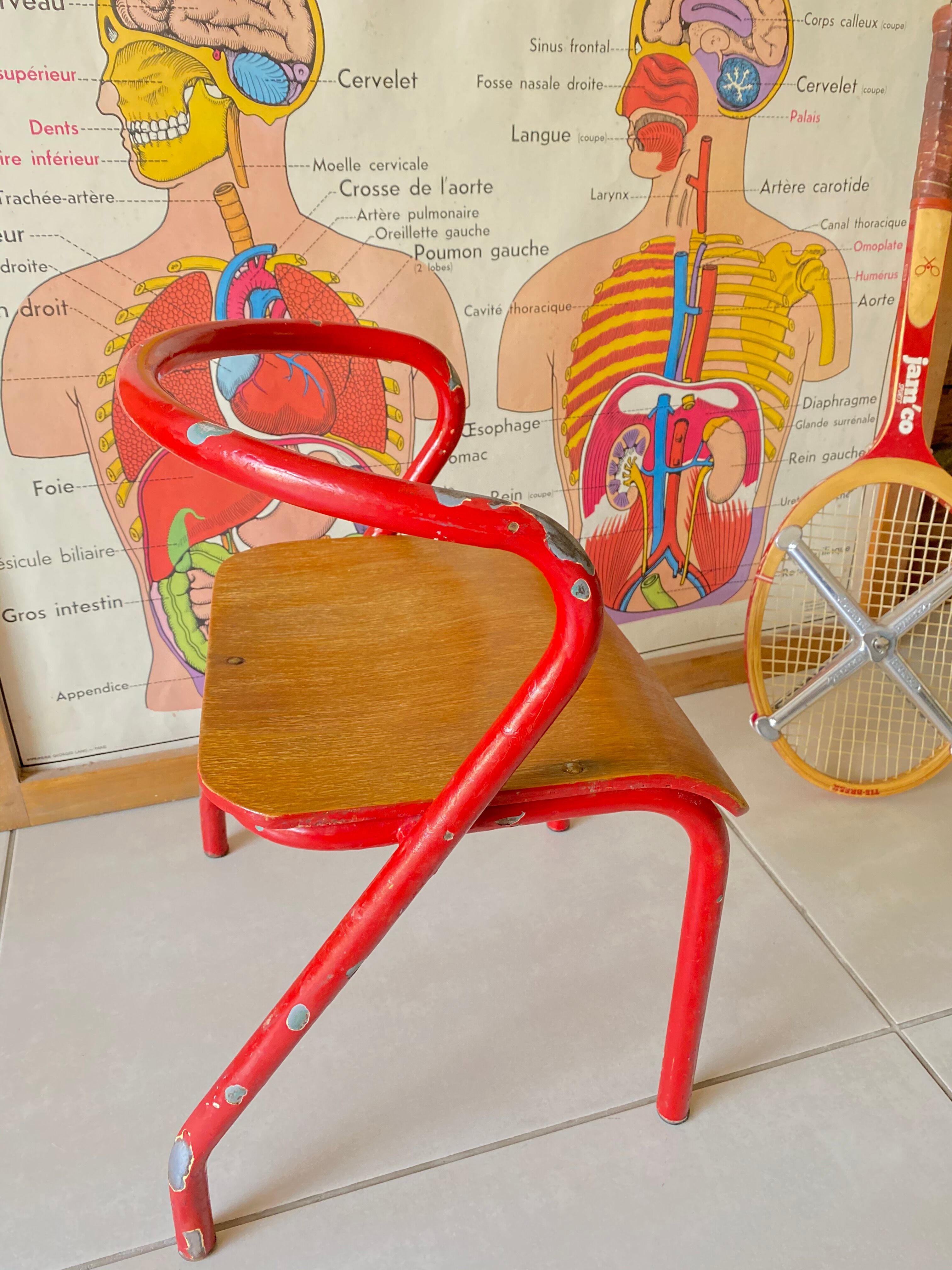 Vintage child school chair Hitier Jacques