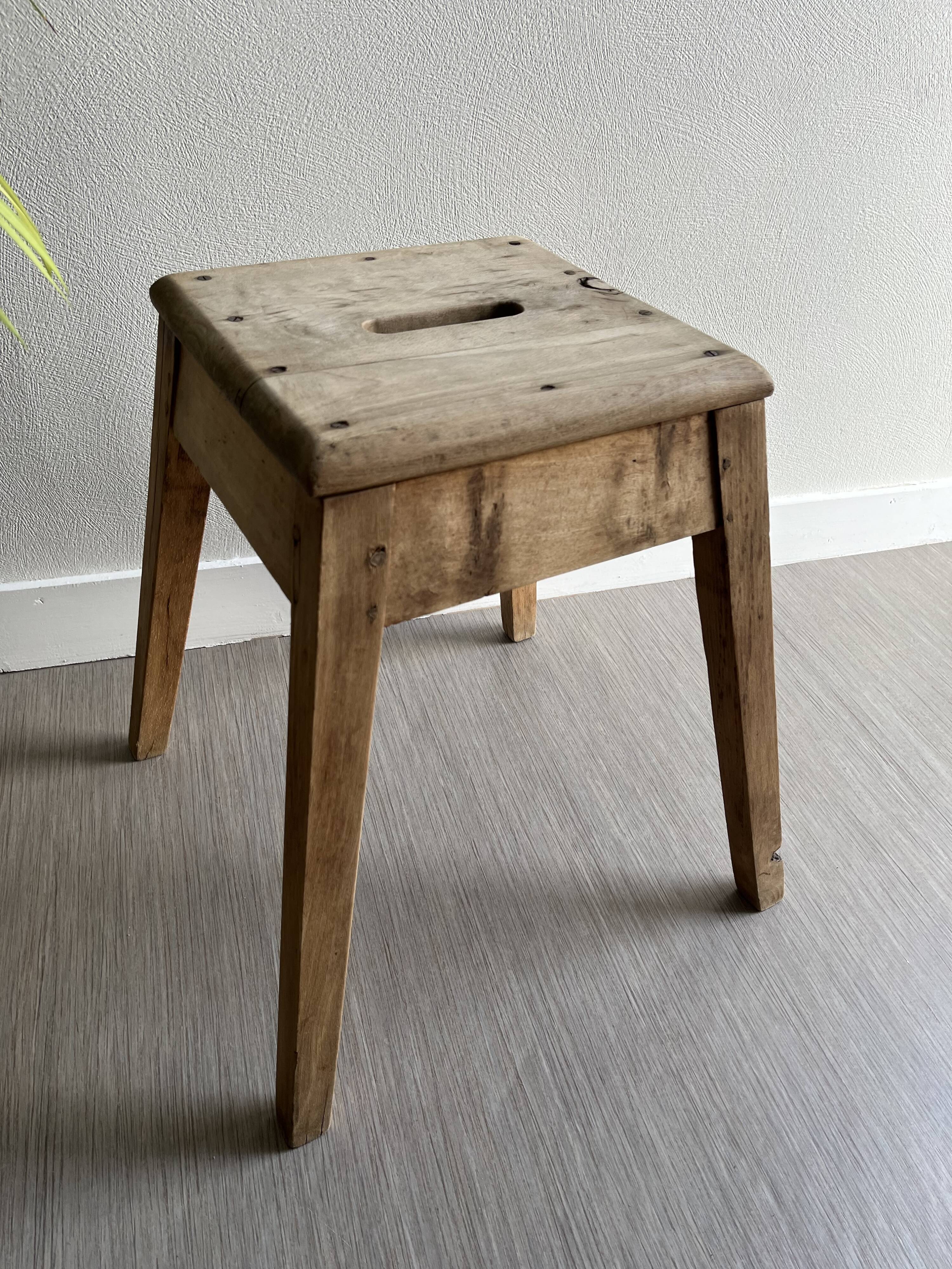 Old wooden workshop stool