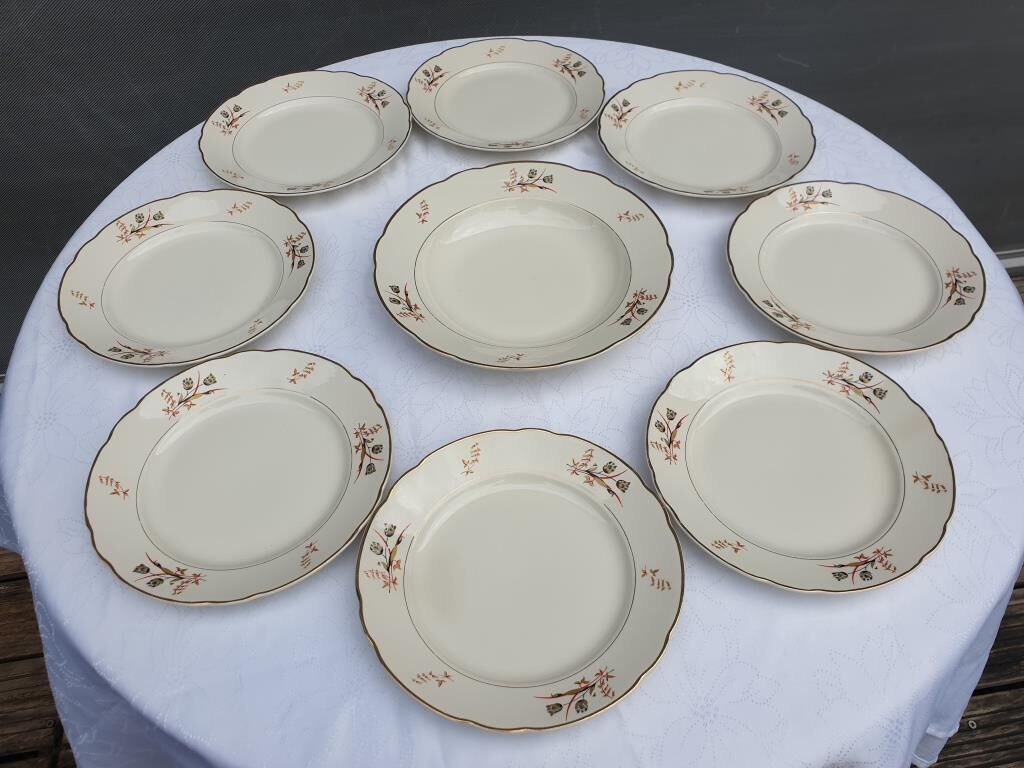 Set 8 plates and dish Villeroy & Boch Mettlach tulips 1940
