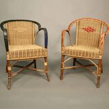 2 models vintage rattan armchairs