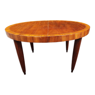 Oval table in merisier et zebrano