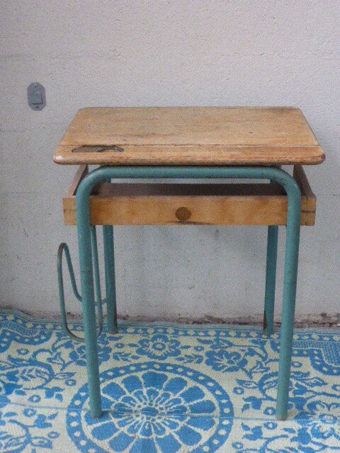 Lovely desk table wooden childrens furniture school Delagrave vintage 1960/70