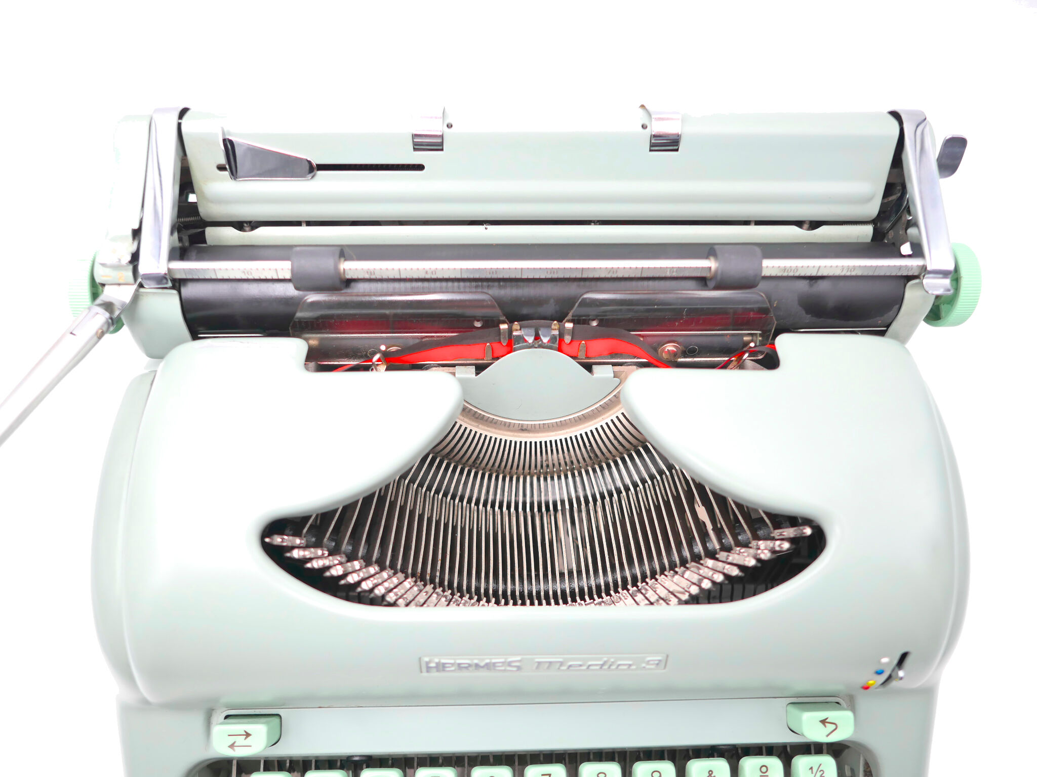 Hermes 3000 Green Typewriter Revised with New Ribbon
