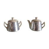 Sugar and milk pot in cermal and metal vintage 60s-70s