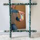 Miroir ancien en bois formant bambou