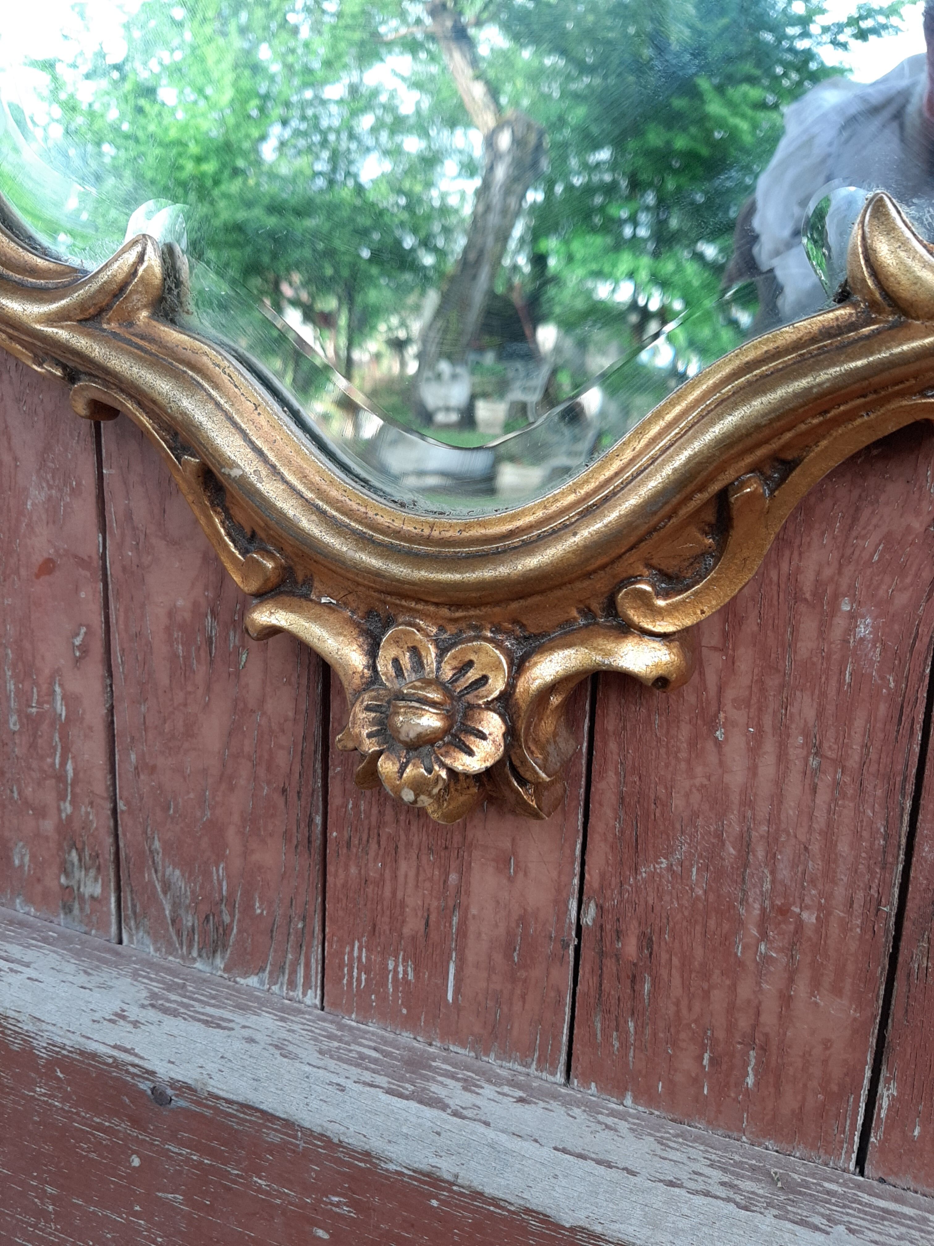 Miroir doré baroque style Louis XV biseauté