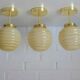 Set Of 3 Art Deco Semi Flush Ceiling Lights | 1940s Beige Hand Blown Glass