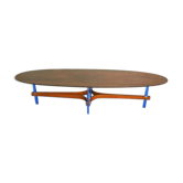 Table Basse Mid-Century Ovale Chromée en Palissandre par Guglielmo Ulrich