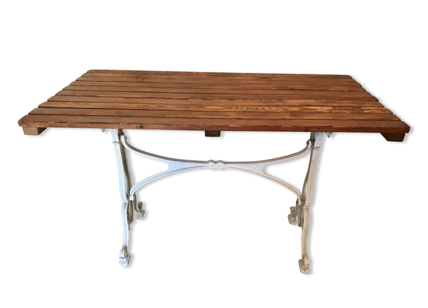 Vintage bistro table base white cast iron