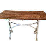 Vintage bistro table base white cast iron
