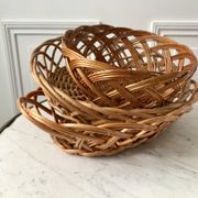 large oval rattan basket vintage 60s-70s