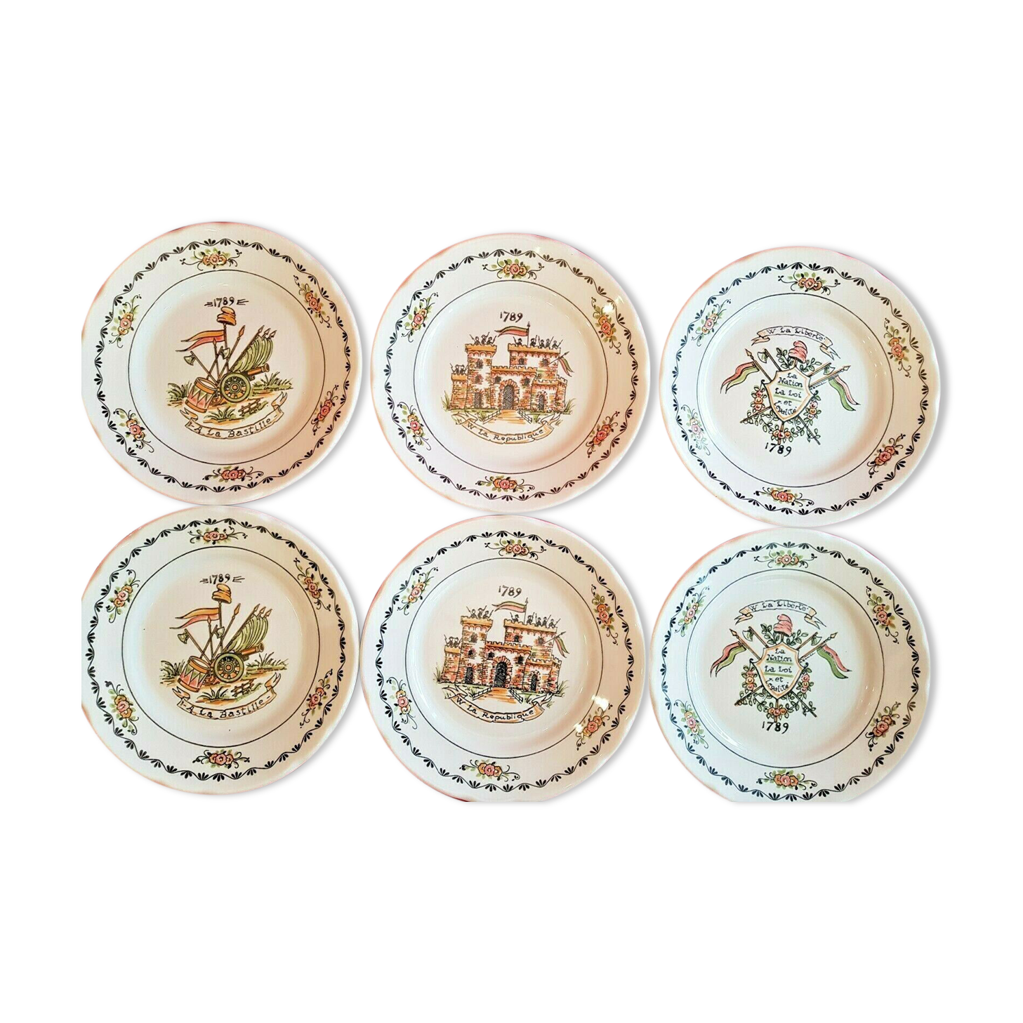 6 assiettes révolutionnaire révolution française 1789 - C.B.M. CBM