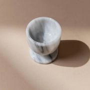 Vintage Marble Egg Cups Set of 6 in Grey and White Marble – Handcarved, Mid-Century Italy Tableware