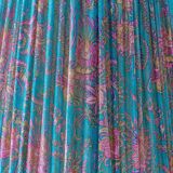 New handcrafted lampshade in vintage silk sari, turquoise pink floral.