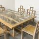 Ensemble 6 chaises et table à manger en chêne cérusé, 1980