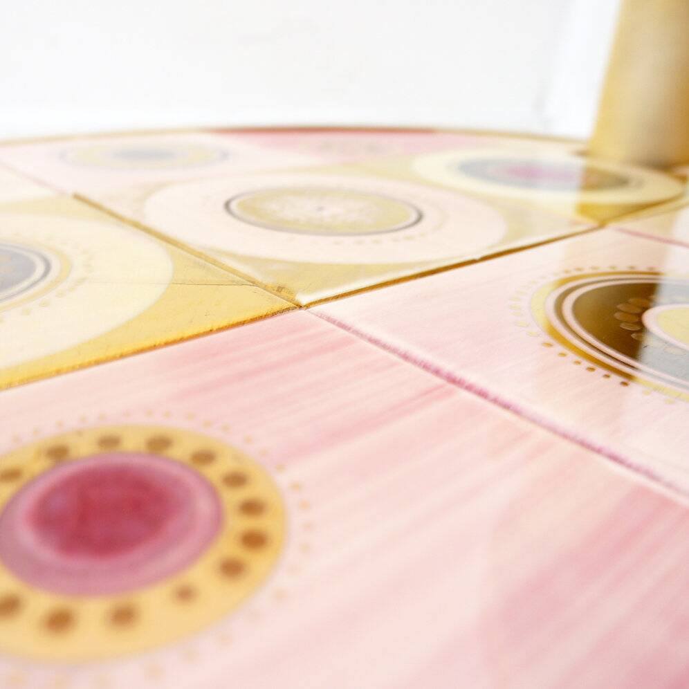 French pink ceramic swivel coffee table by Georges Pelletier, 1960s.
