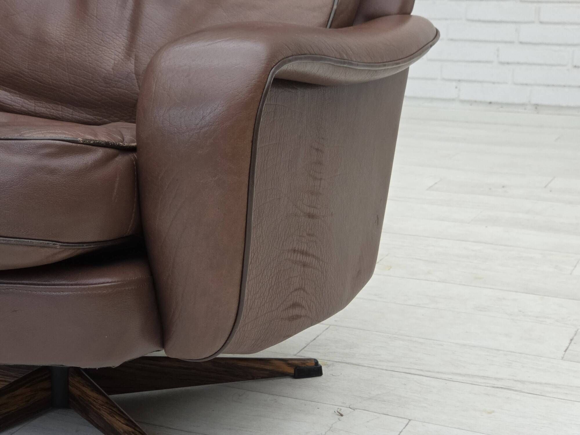 1970s, Danish swivel armchair with footstool by Madsen & Schubel.