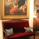 18th Century French Hand Carved Mahogany Upholstered Sofa in the style of George Jacob