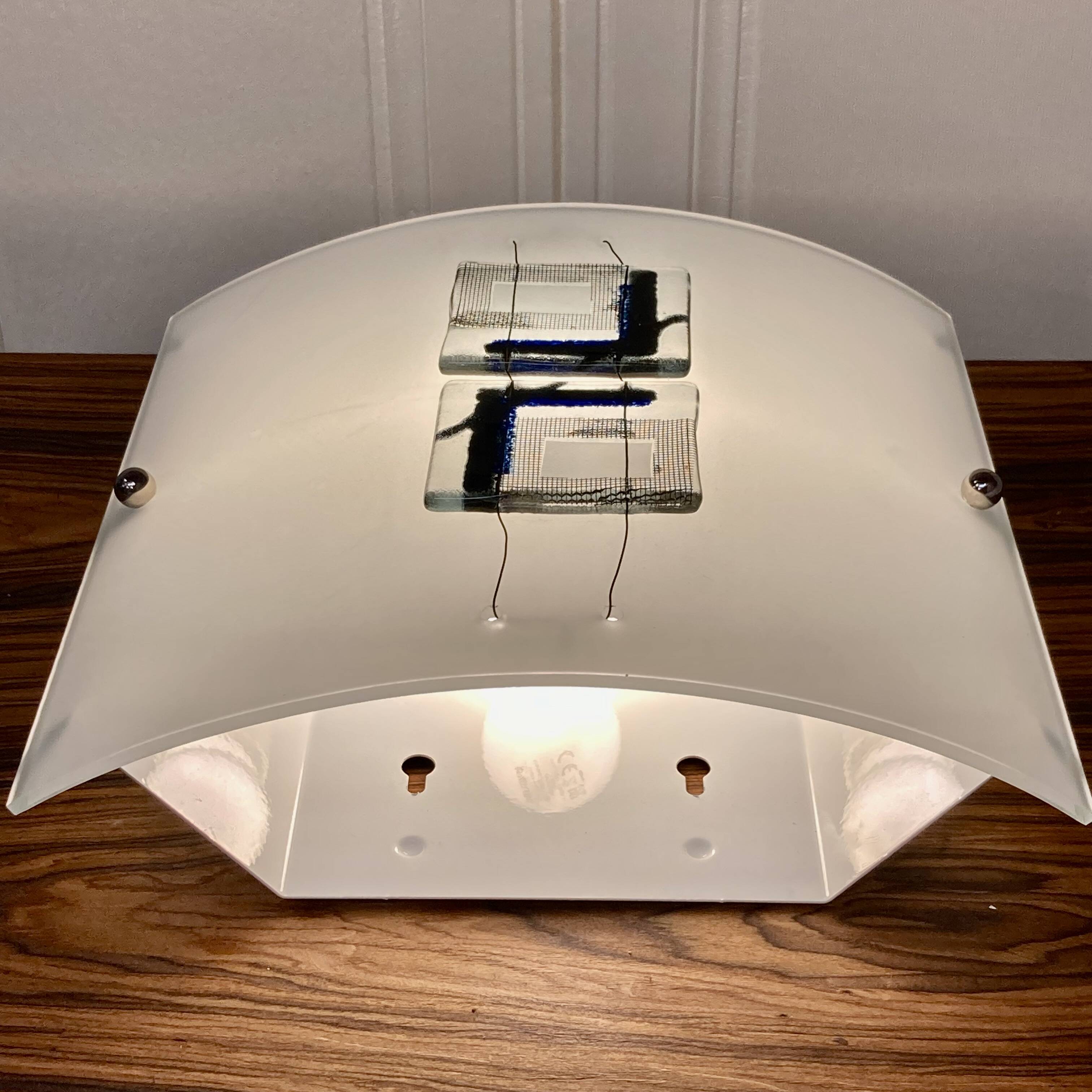 LARGE SCANDINAVIAN DESIGN GLASS WALL LIGHT.