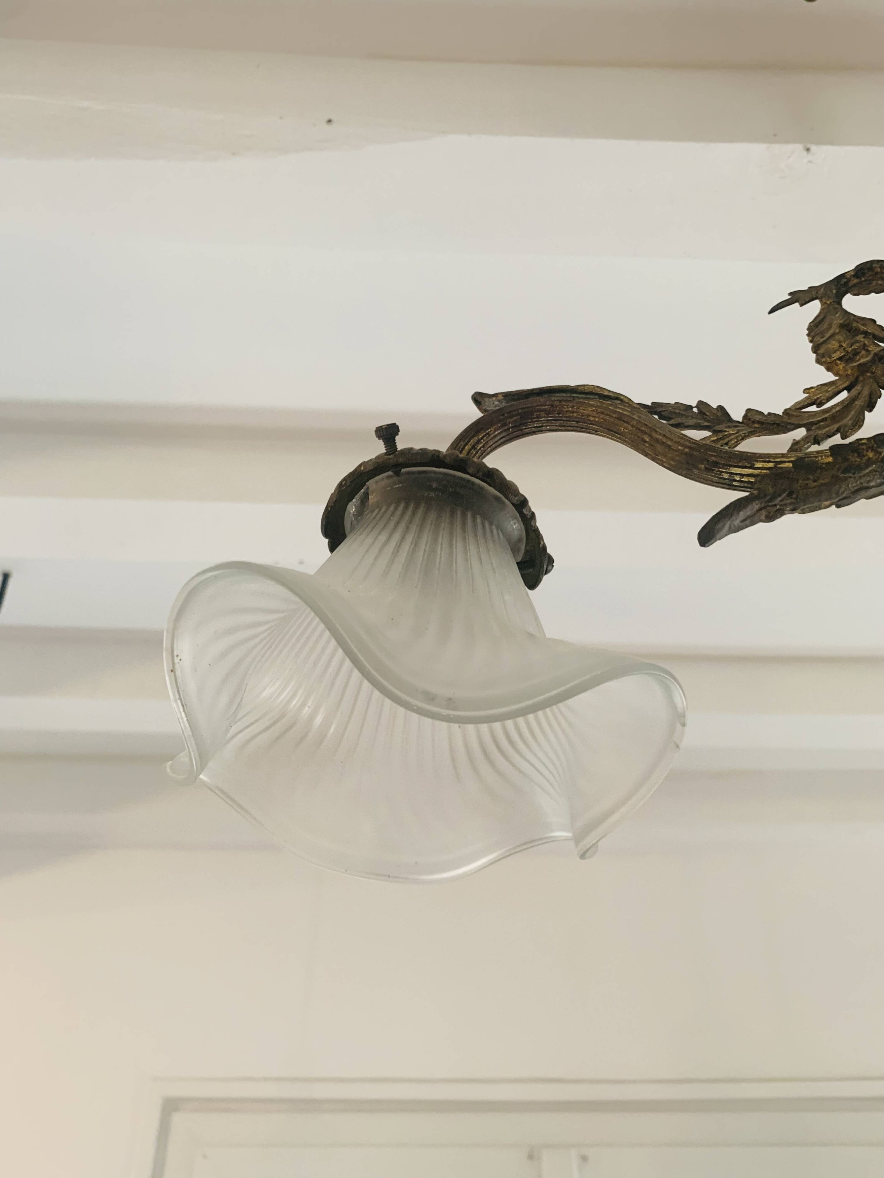 Bronze chandelier 4 tulips