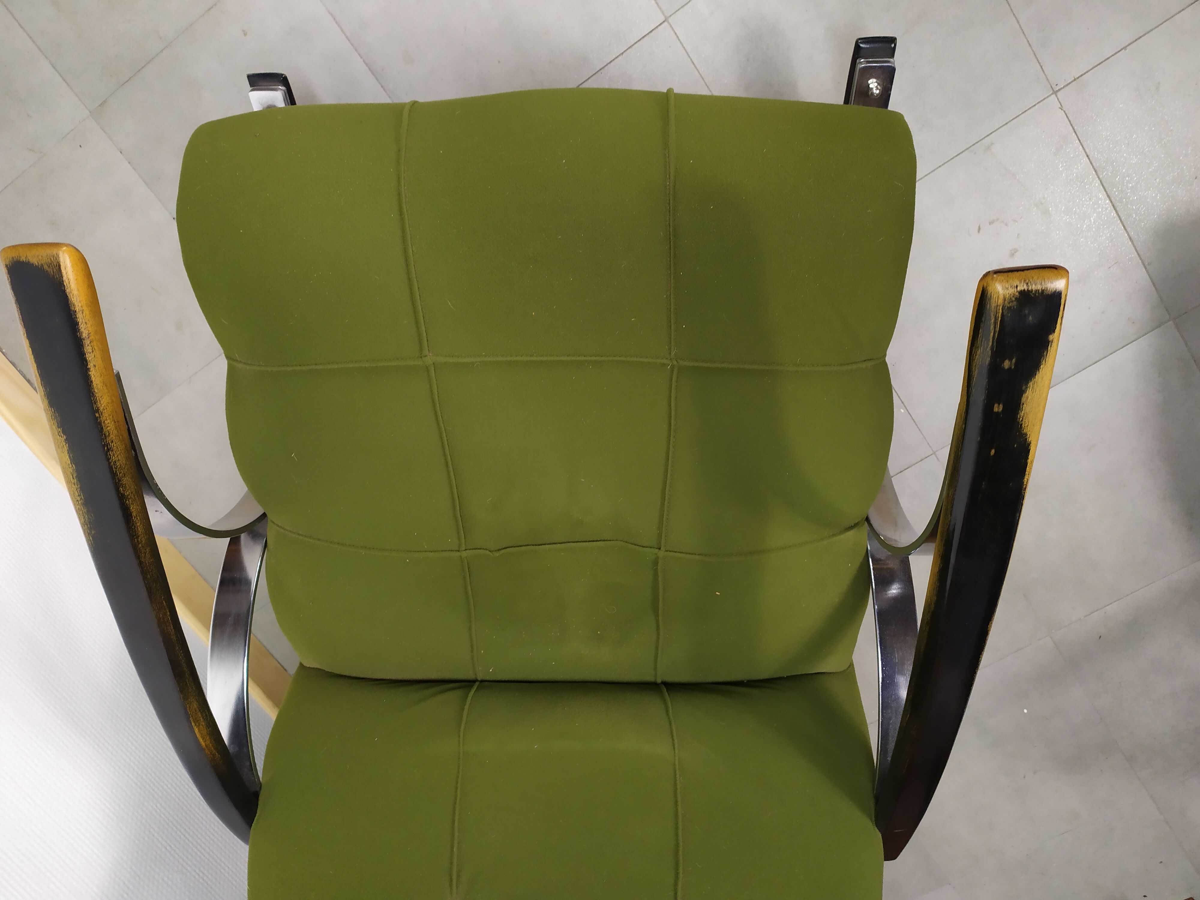 Rocking chair fauteuil a bascule chrome vert - vintage