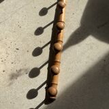 Large vintage wooden coat rack with 6 bamboo effect hooks L79