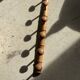 Large vintage wooden coat rack with 6 bamboo effect hooks L79