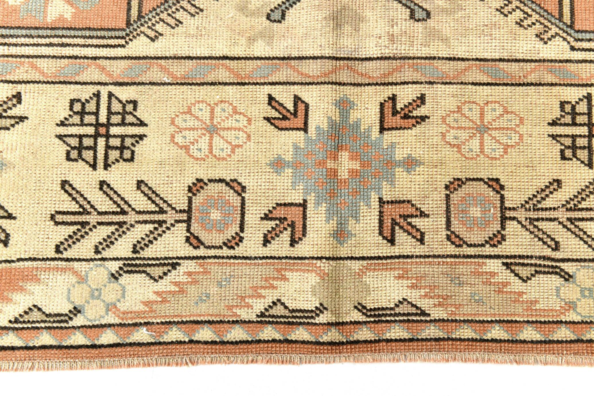 Salmon & Cream Square Persian Rug, 194x212Cm