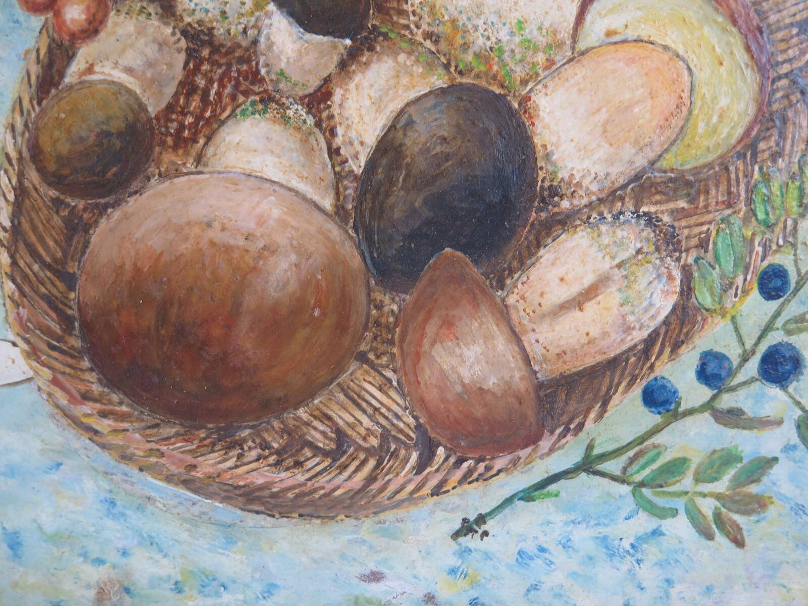 Oil painting still life signed and dated, painted on board with frame B8