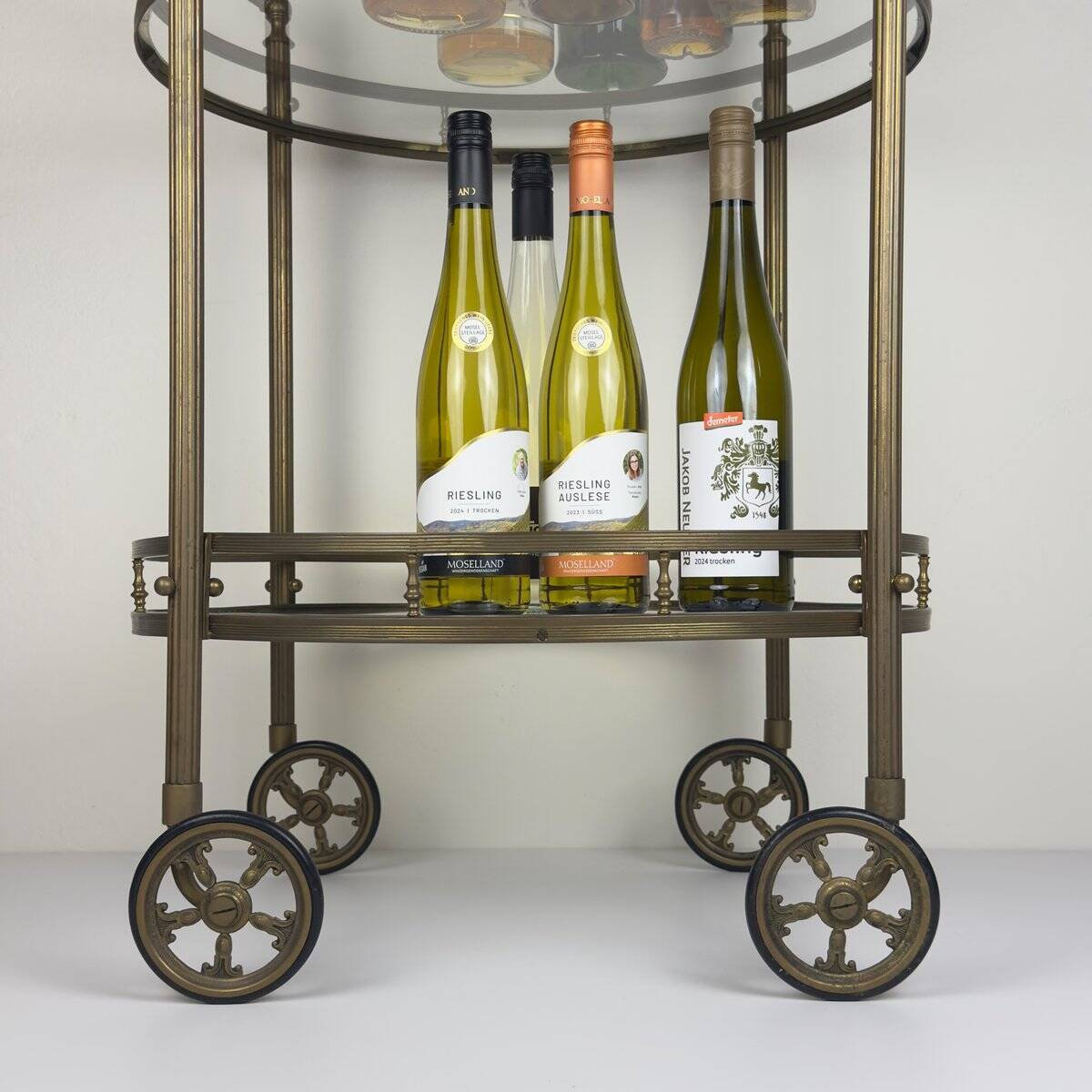 Vintage French brass bar cart, 1950s