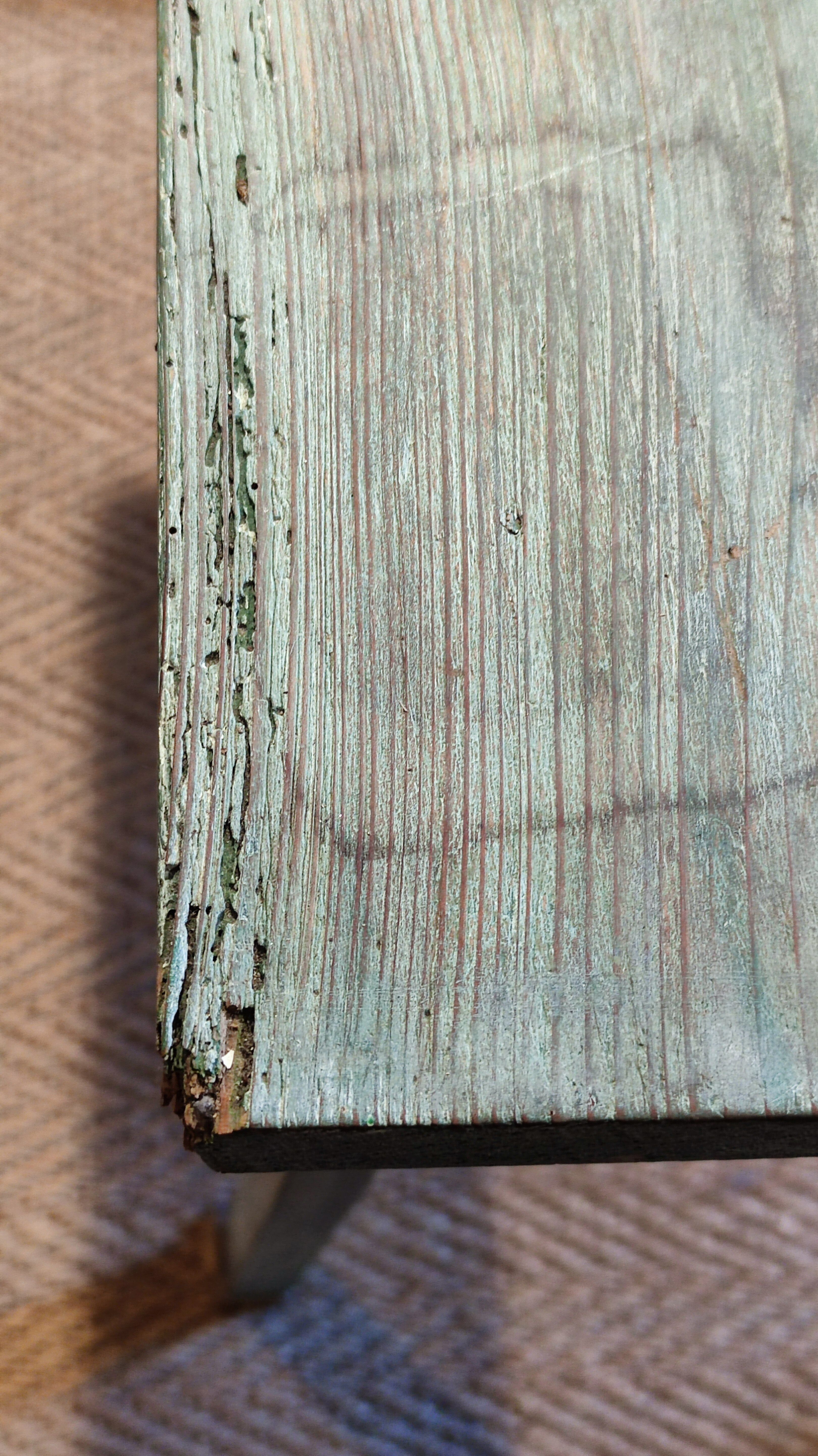 Farmhouse table green patina
