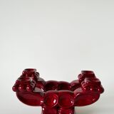 Pair of large burgundy ceramic candlesticks, 1950