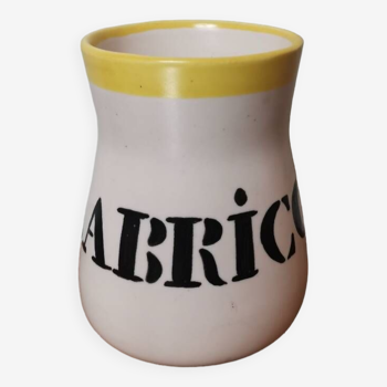Apricot vase vintage ceramic black yellow lettering