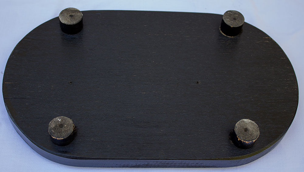 Old oval glass globe 35.5 cm high black foot