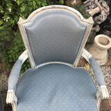 Pair of blue Louis XVI style armchairs