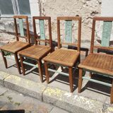 Table and chairs art deco wood and pastel