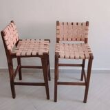 Duo bar stools in wood and leather
