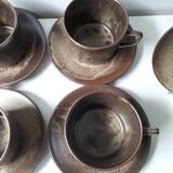 4 vintage stoneware cups + 4 saucers (A1)